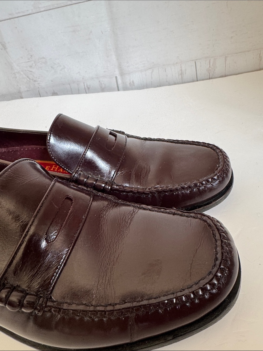 Cole Haan Size 7.5B Ladies Burgundy Leather Penny Loafers Old Money Preppy - Picture 8 of 8